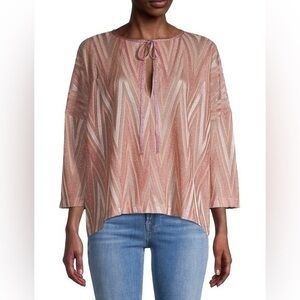 NEW! Missoni Size S • Chevron Striped Zig Zag Shirt Powder Pink Blouse.